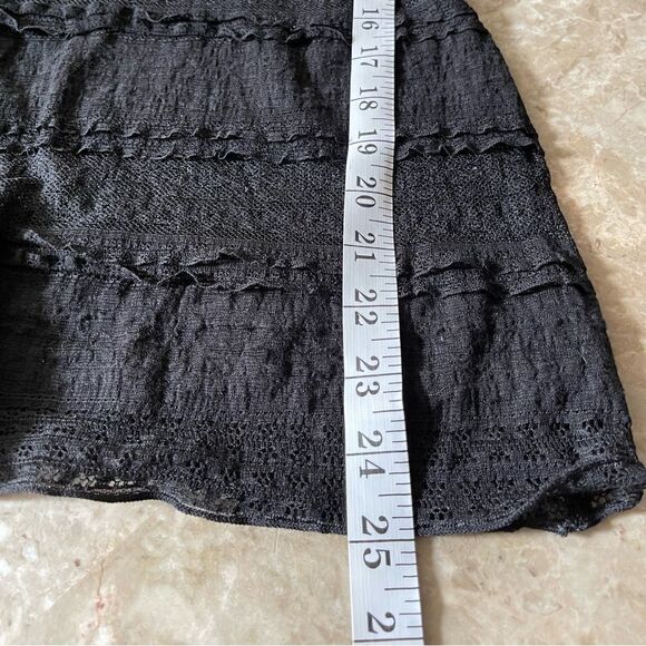 bcbgmaxazria black semi-sheer lace long sleeve shirt size medium - Picture 6 of 8